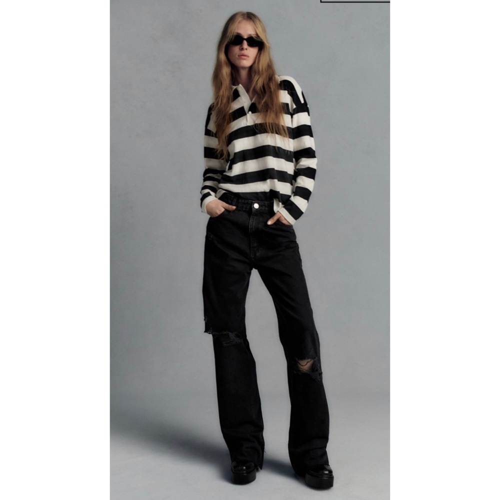 Zara TRF Wide Leg Jean Black. NWT